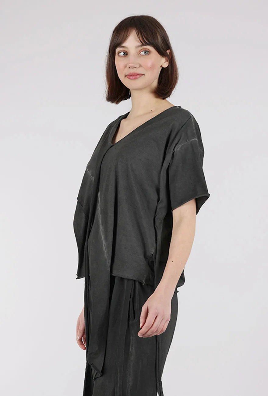 Hidra Ribbony Knit Top, Cold Black Relaxed Comfort