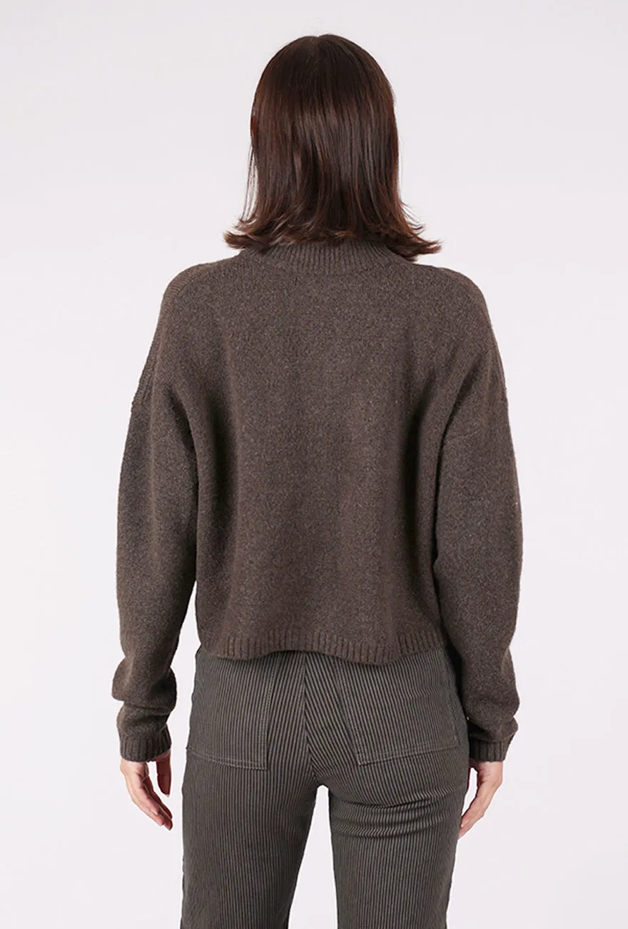 High Collar Cardie, Dark Brown Cold-resistant Windproof
