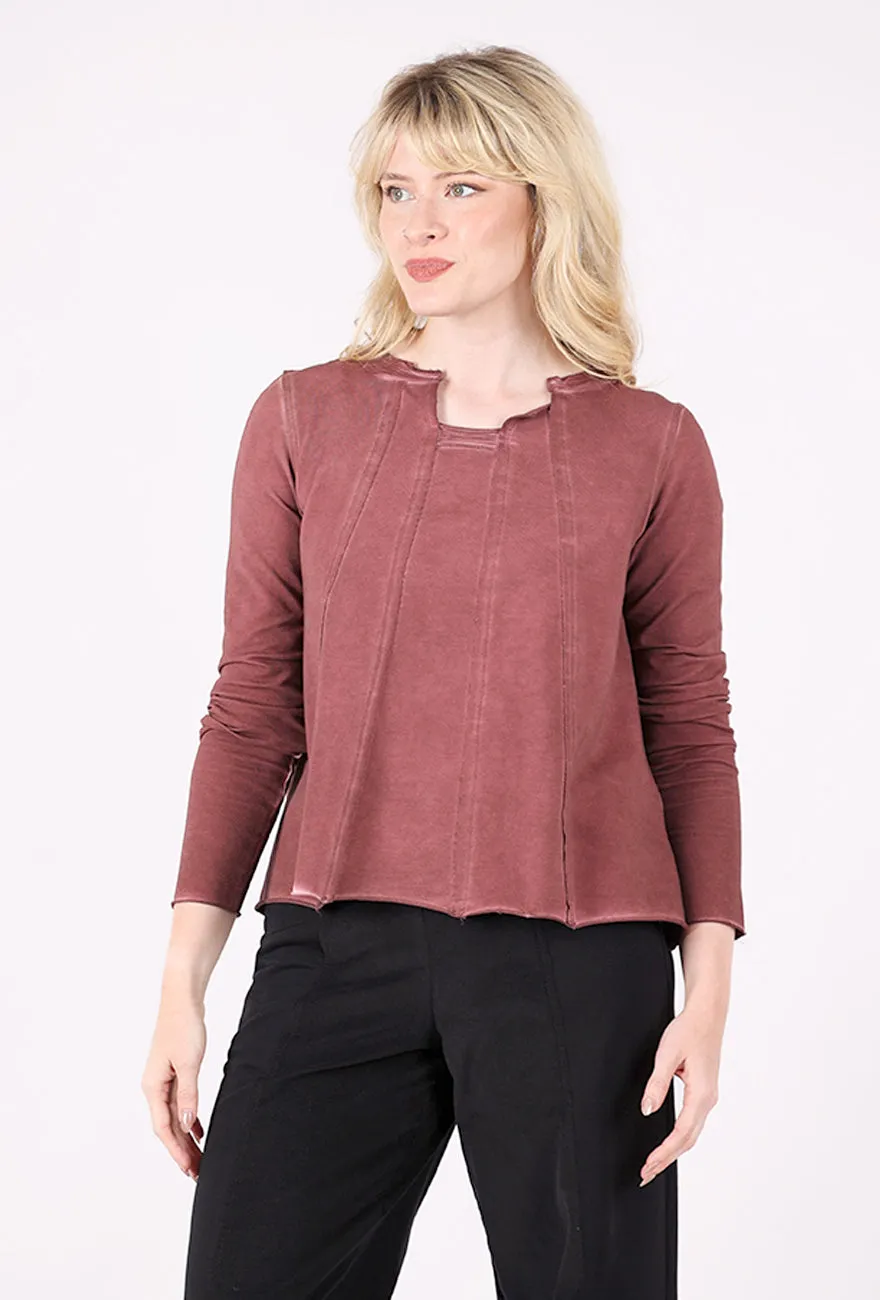 High-Quality Cotton Drishti Notch Neck Top, Mulberry