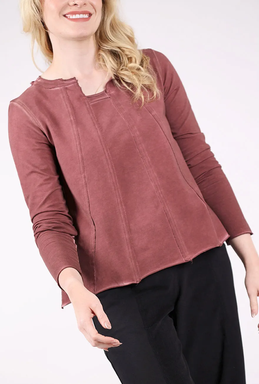 High-Quality Cotton Drishti Notch Neck Top, Mulberry