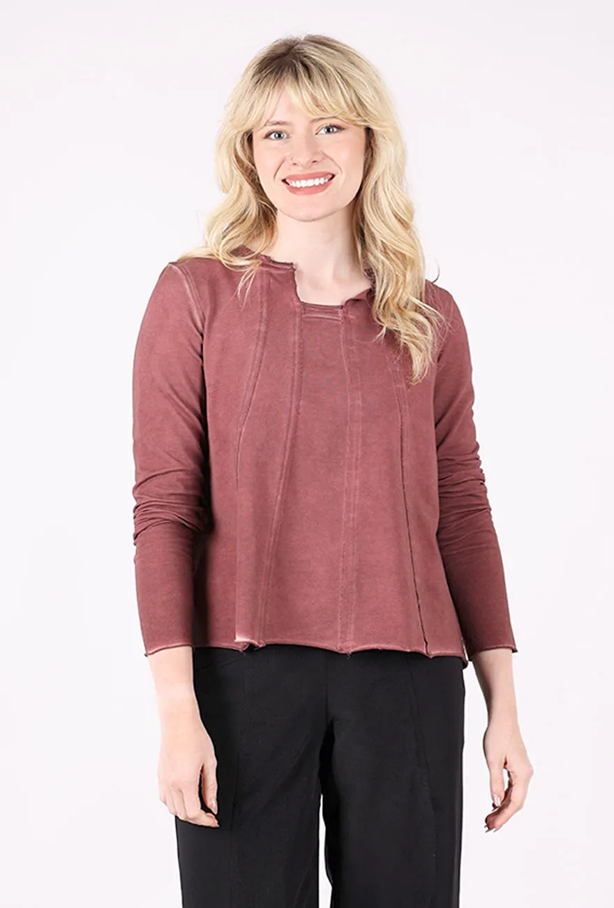 High-Quality Cotton Drishti Notch Neck Top, Mulberry
