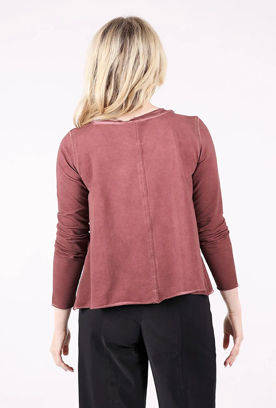 High-Quality Cotton Drishti Notch Neck Top, Mulberry