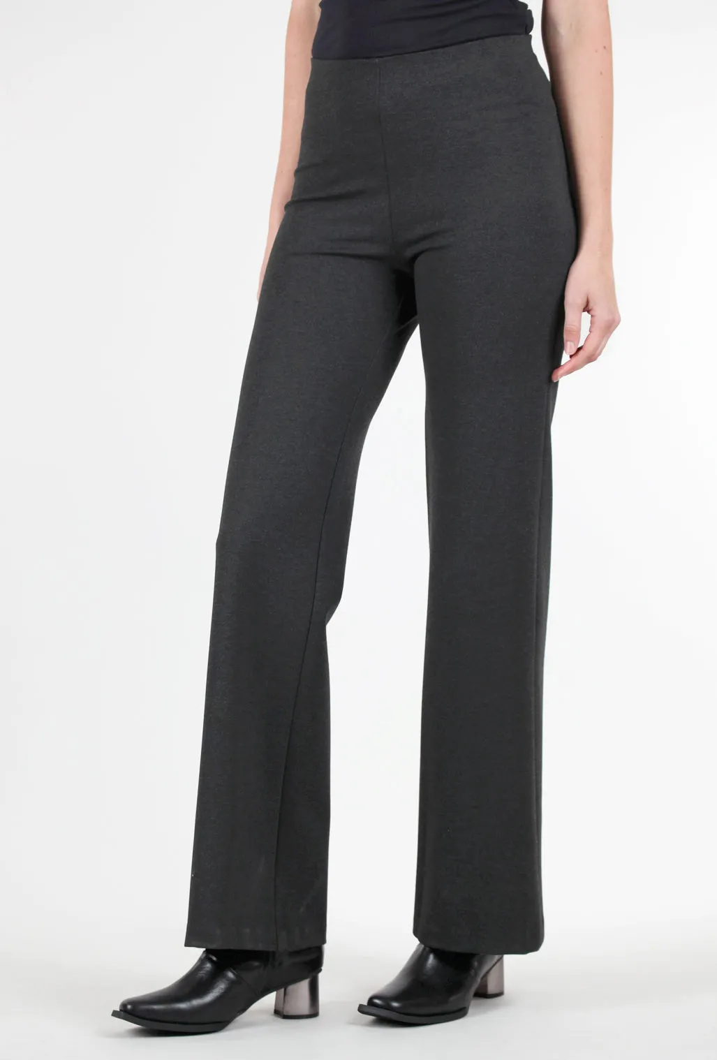 High Waist Olivia Ponte Knit Pant, Dark Charcoal