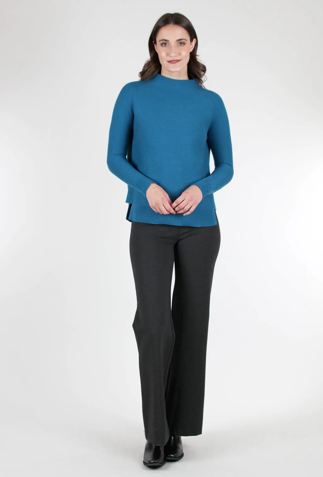 High Waist Olivia Ponte Knit Pant, Dark Charcoal