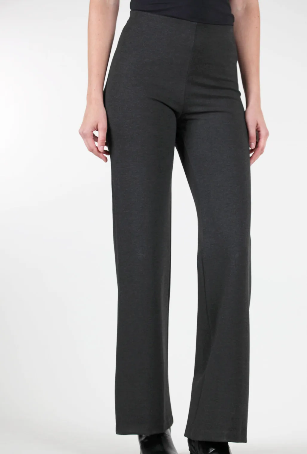 High Waist Olivia Ponte Knit Pant, Dark Charcoal