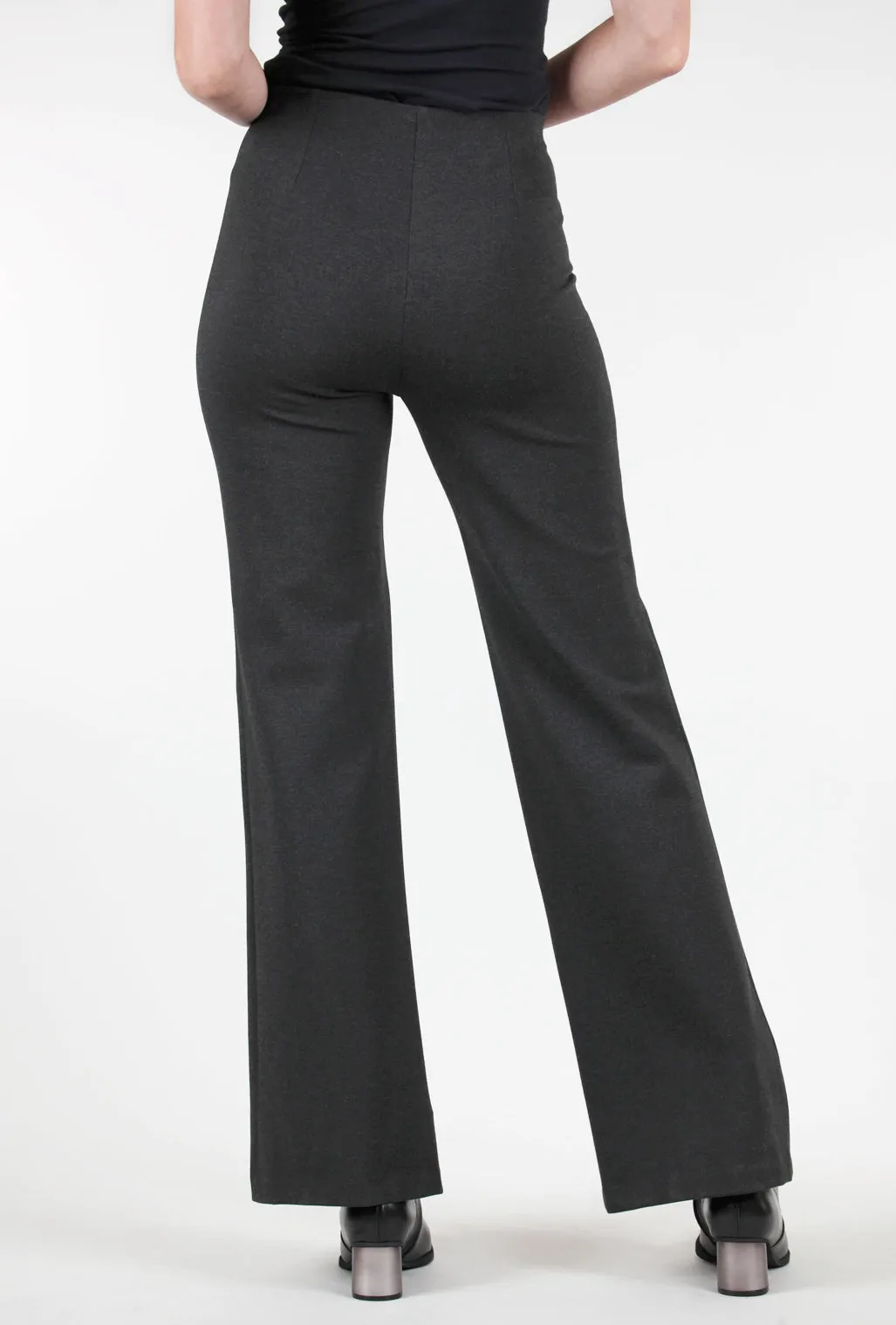 High Waist Olivia Ponte Knit Pant, Dark Charcoal