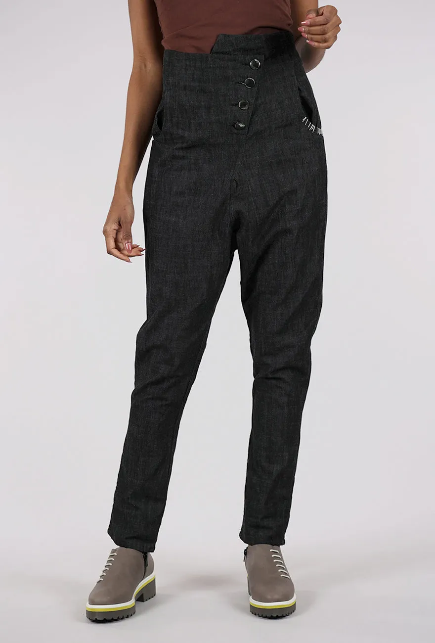 Hilly High Waist Denim Pants, Black Simple Utility