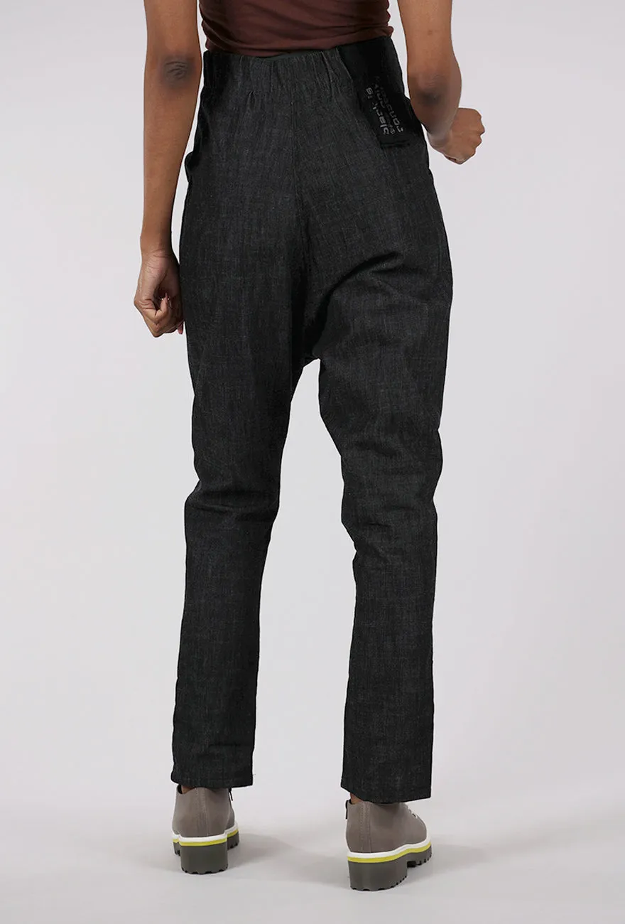 Hilly High Waist Denim Pants, Black Straight Leg