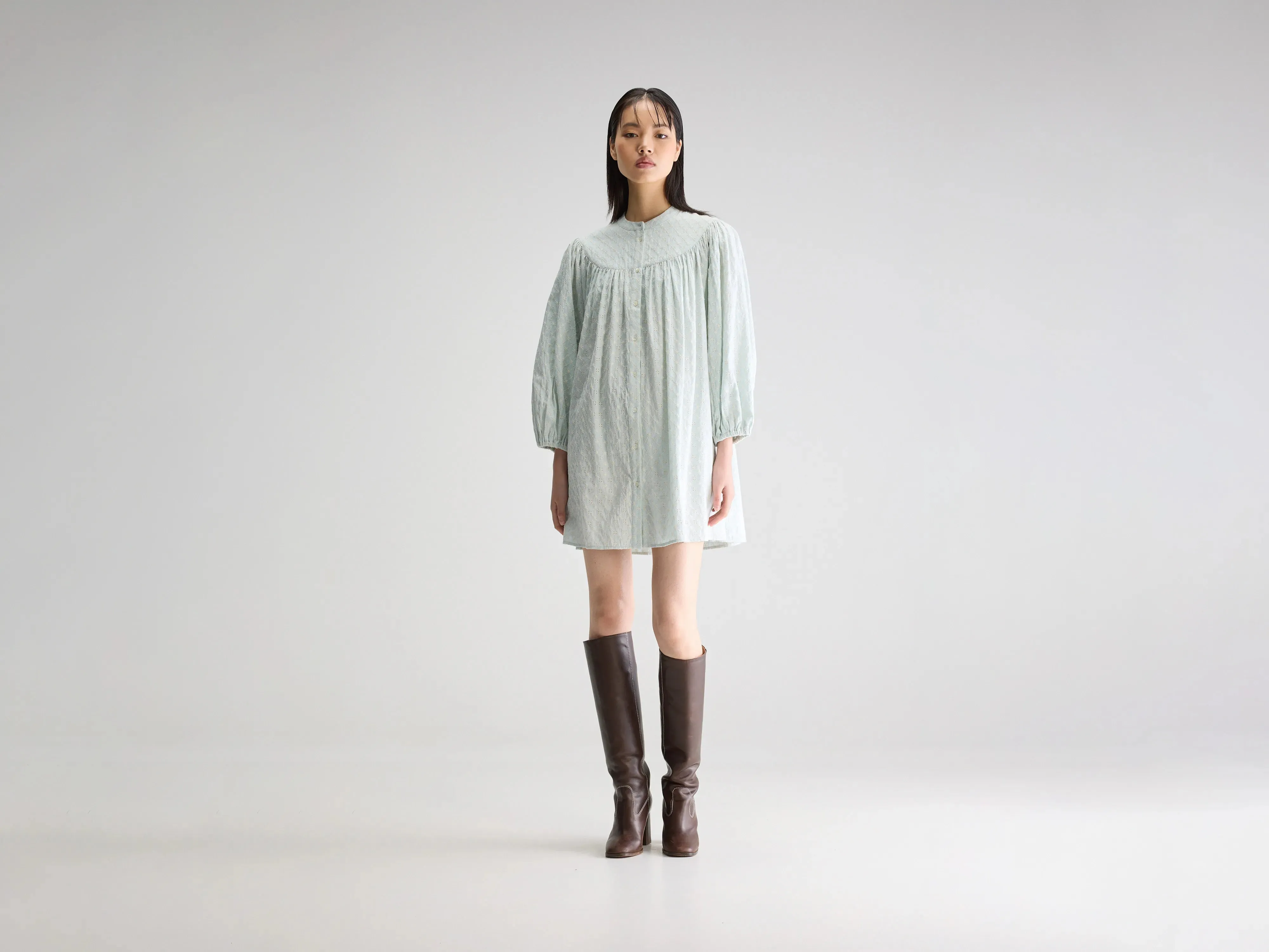 Hilona babydoll dress (251 / W / STONE BLUE) Minimalist-Style