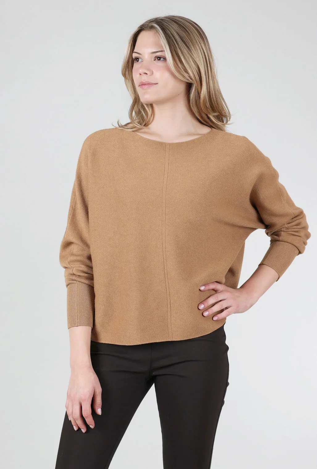 Hip-Skim Dolman Sweater, Dark Doe Loose Fit