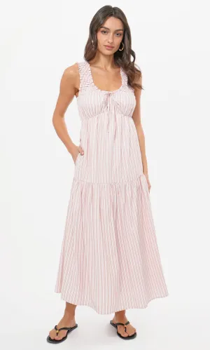 Holly Stripe Frill Midi Dress