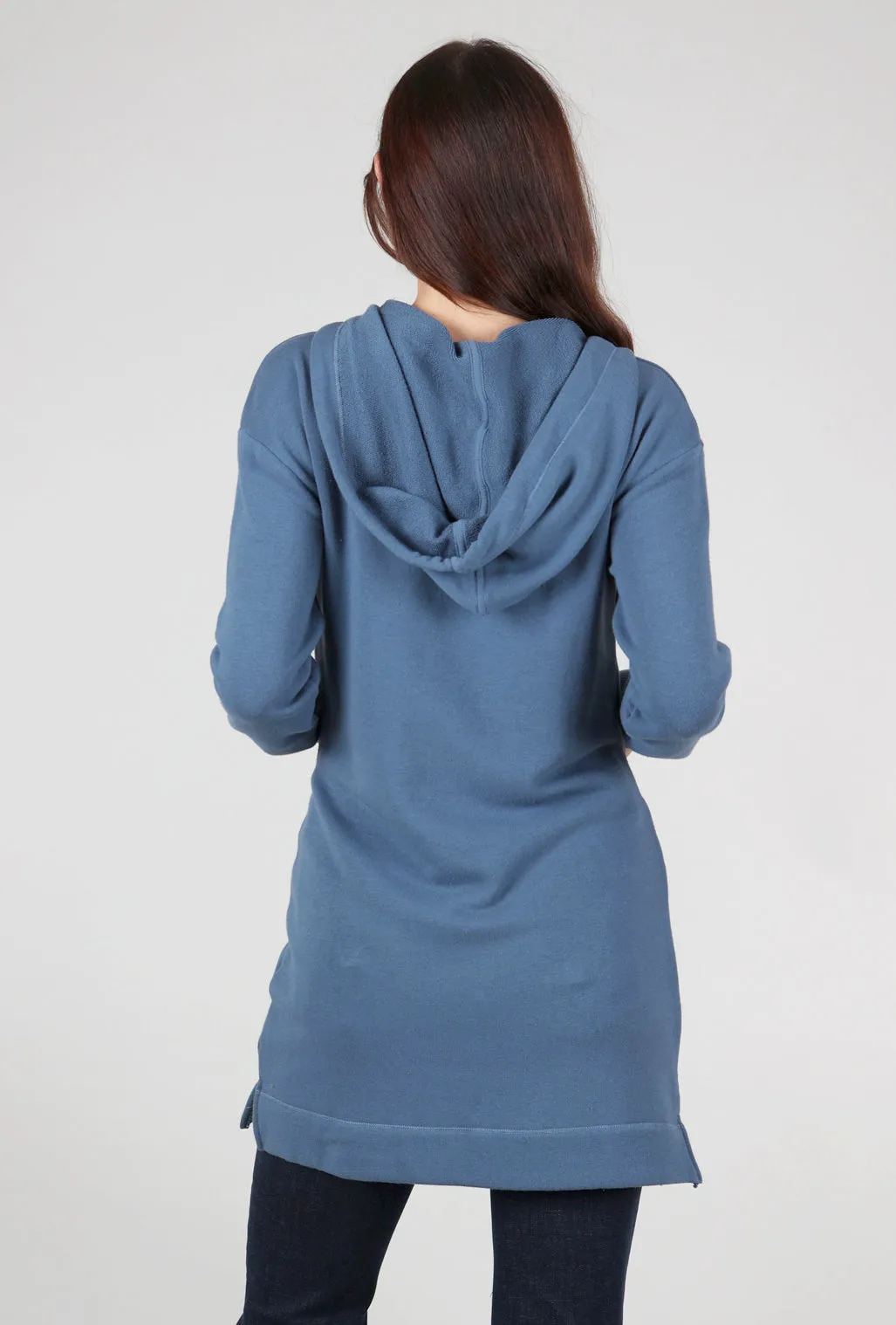 Hooded Sweatshirt Dress, Slate Teal Fancy Ensemble