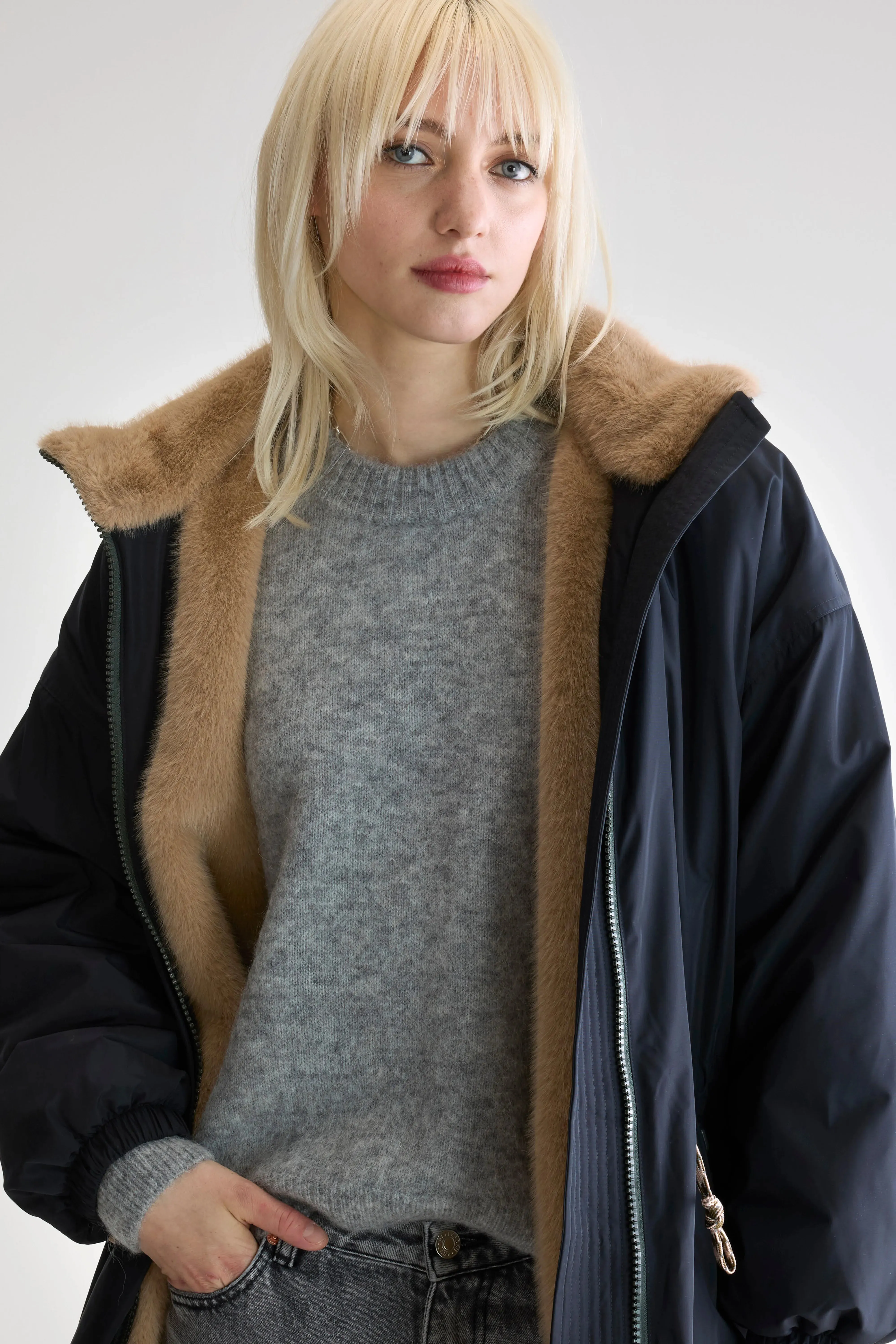 Hosfo hooded coat (252 / W / NAVY) Compact Form