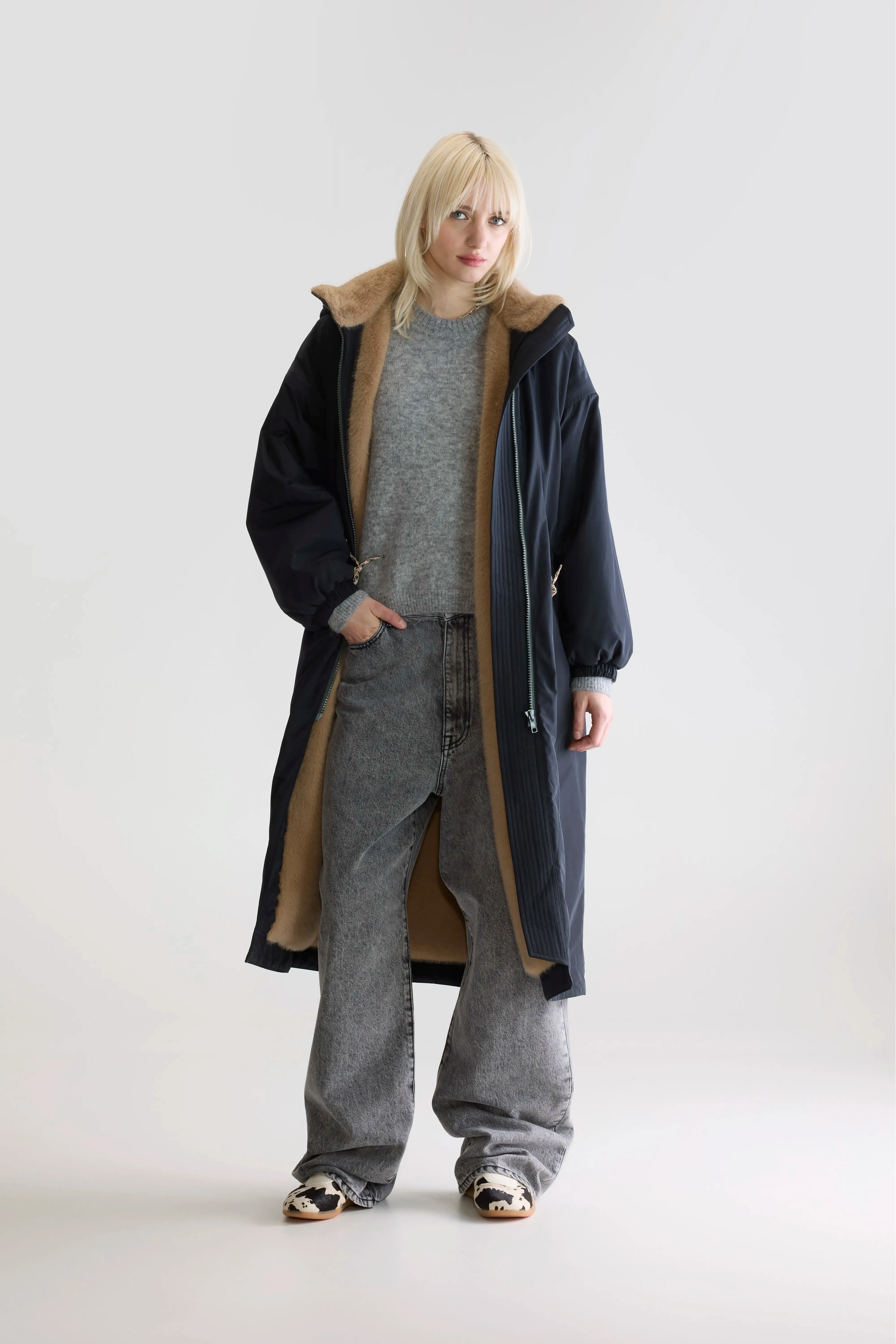 Hosfo hooded coat (252 / W / NAVY) Compact Form