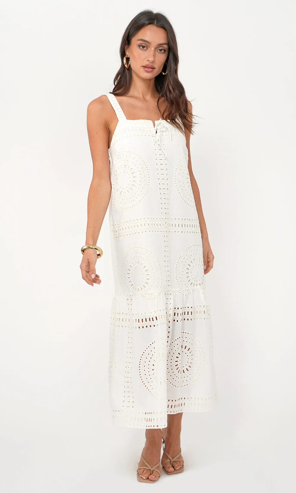 Hydie Eyelet Tie Front Midi Dress Night wear