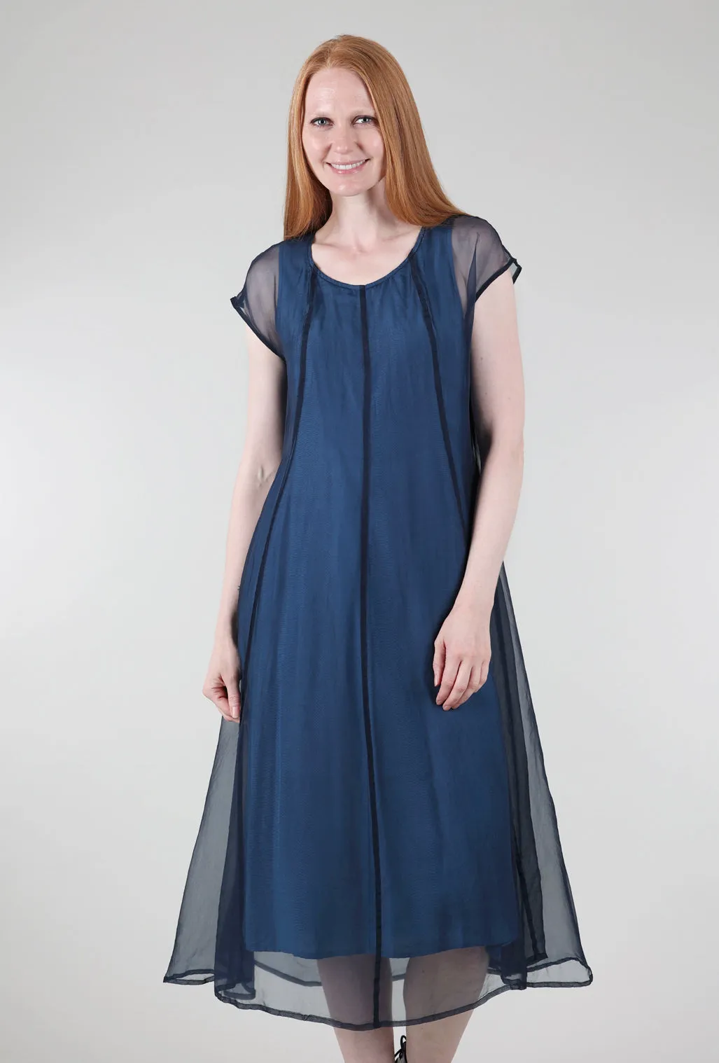 Floating Overlay Dress, Peacock Bold Mood Versatile Piece