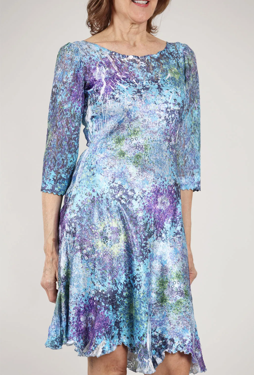 Ilsa Lace Neck Dress, Murano Glass Blue Cool Wear