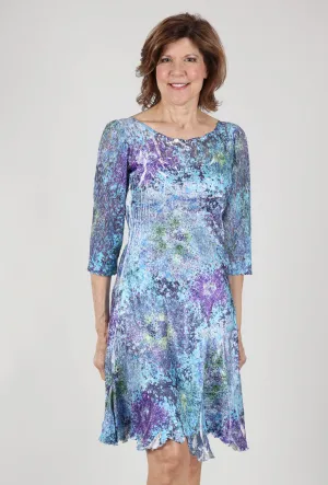 Adjustable-Straps Ilsa Lace Neck Dress, Murano Glass Blue