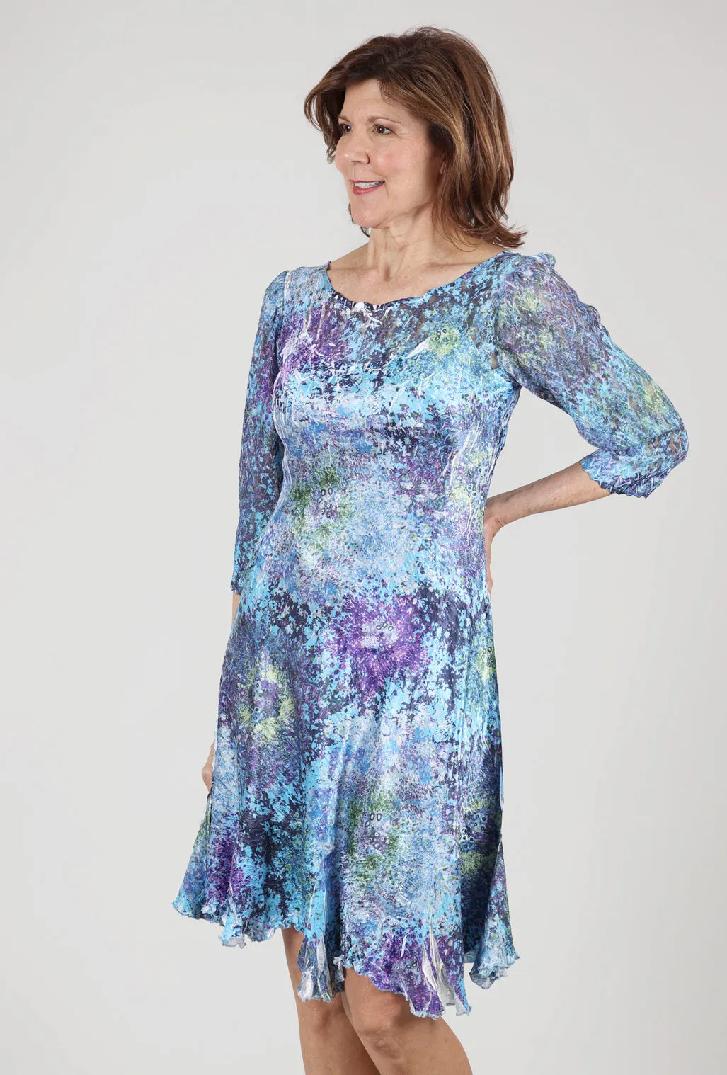 Ilsa Lace Neck Dress, Murano Glass Blue Cool Wear