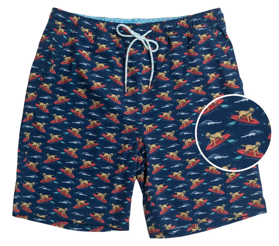 Doggy Paddle: Swim Trunks - Navy Crisp Look Cargo Pockets
