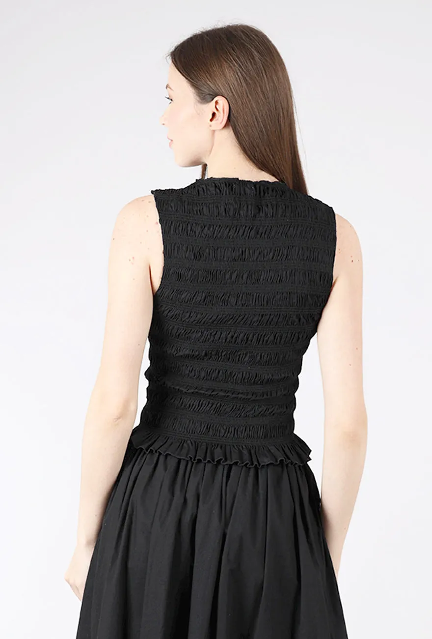 Influential design Phoebe Smocked Tank, Noir