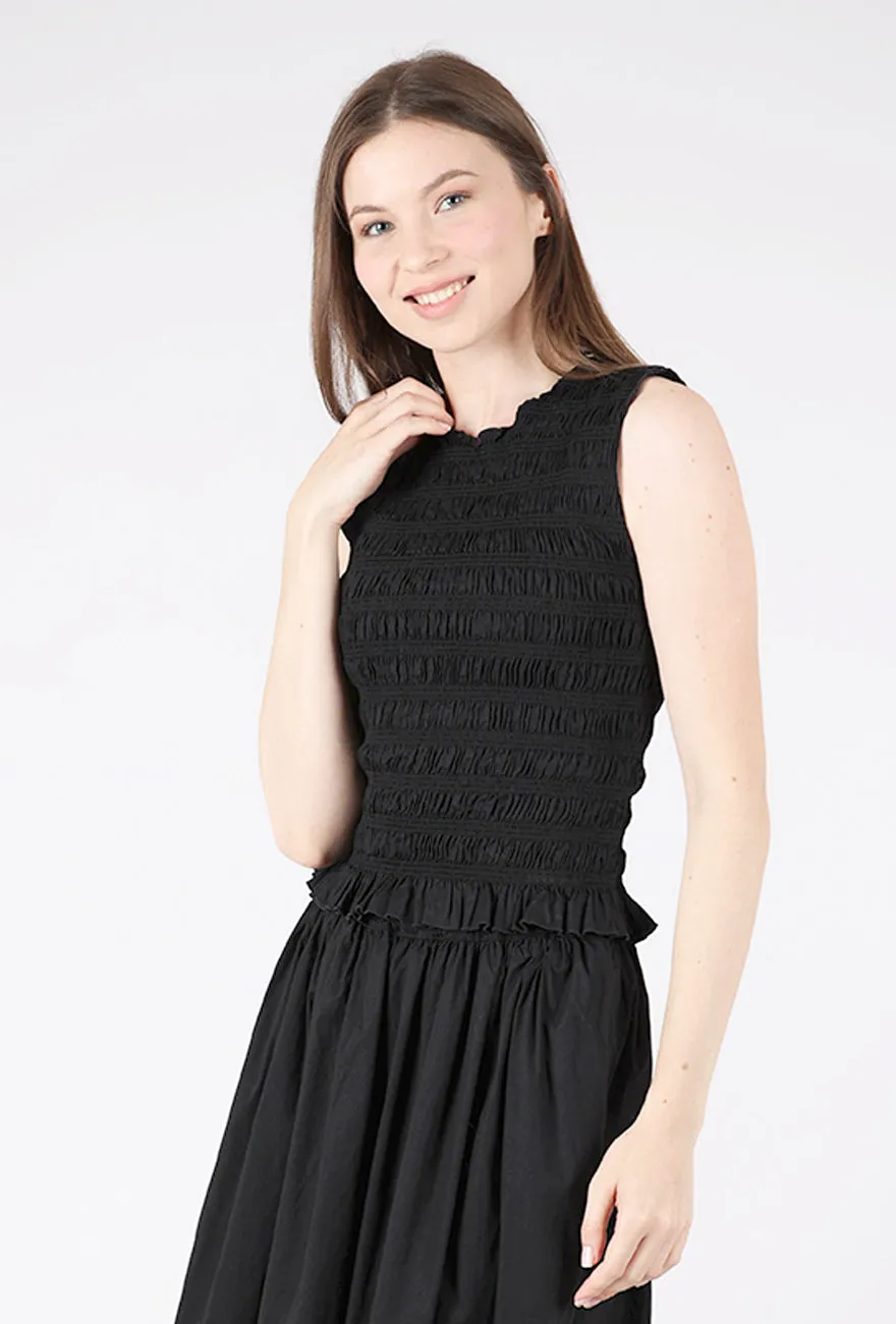 Influential design Phoebe Smocked Tank, Noir