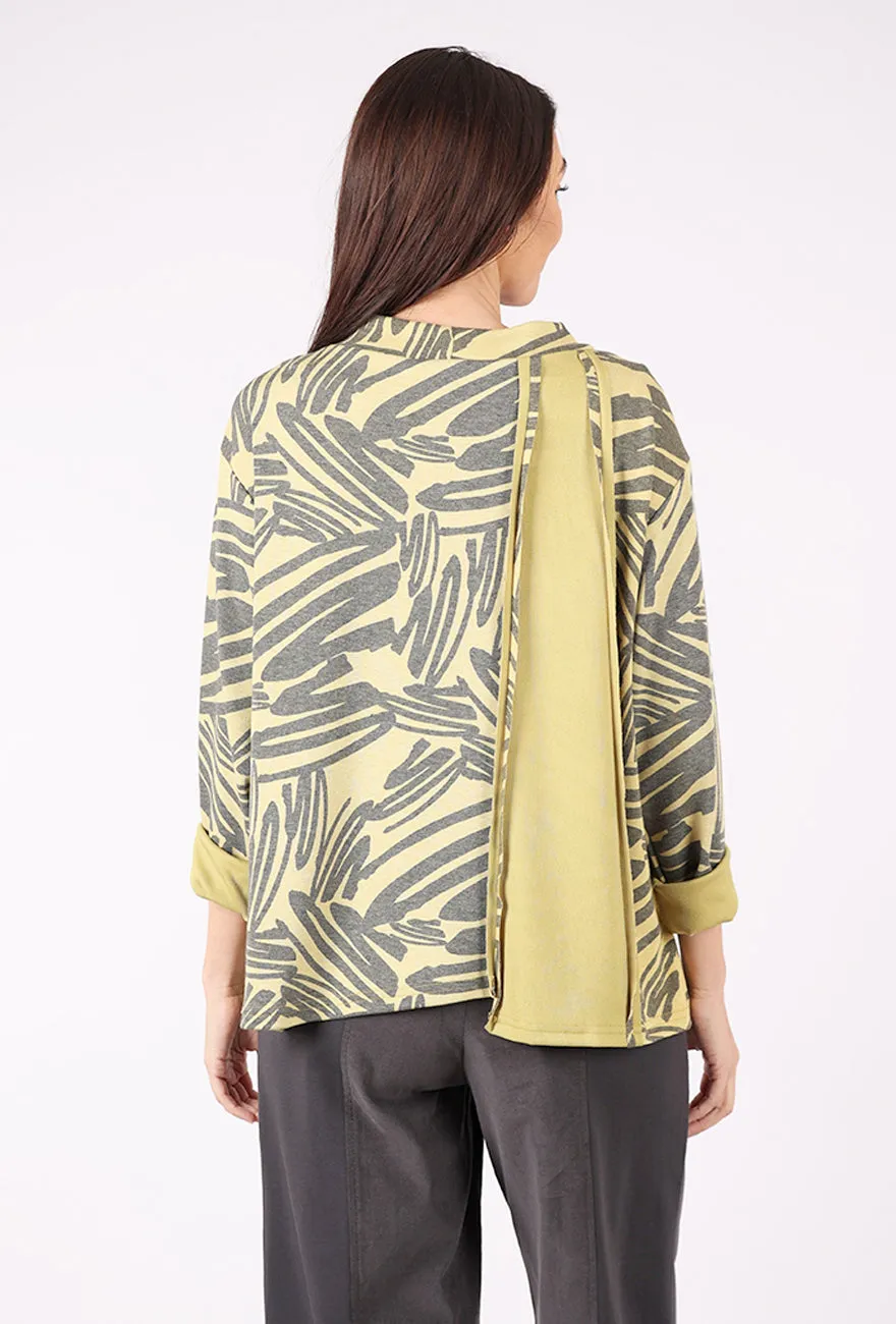 Inset Panel Funnel Neck Knit Top, Kiwi/Charcoal Cozy Vibes