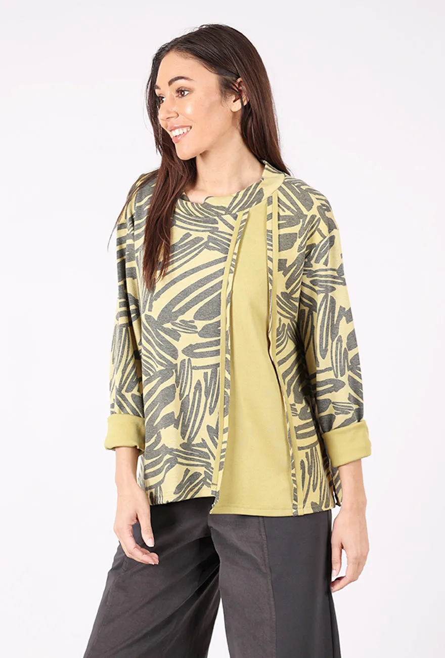 Inset Panel Funnel Neck Knit Top, Kiwi/Charcoal Cozy Vibes