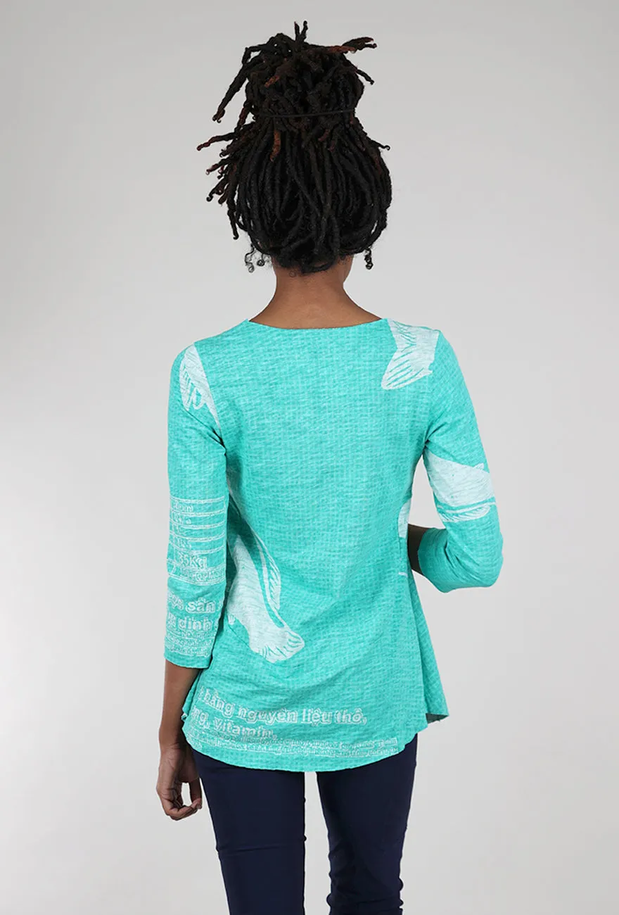 Inspiring Design Slub Jersey 3/4 Shapely Tee, Aqua