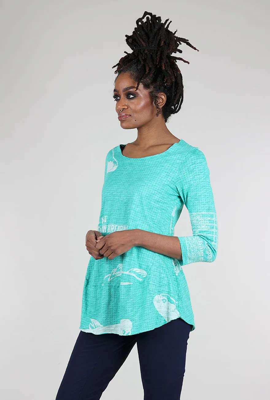 Inspiring Design Slub Jersey 3/4 Shapely Tee, Aqua