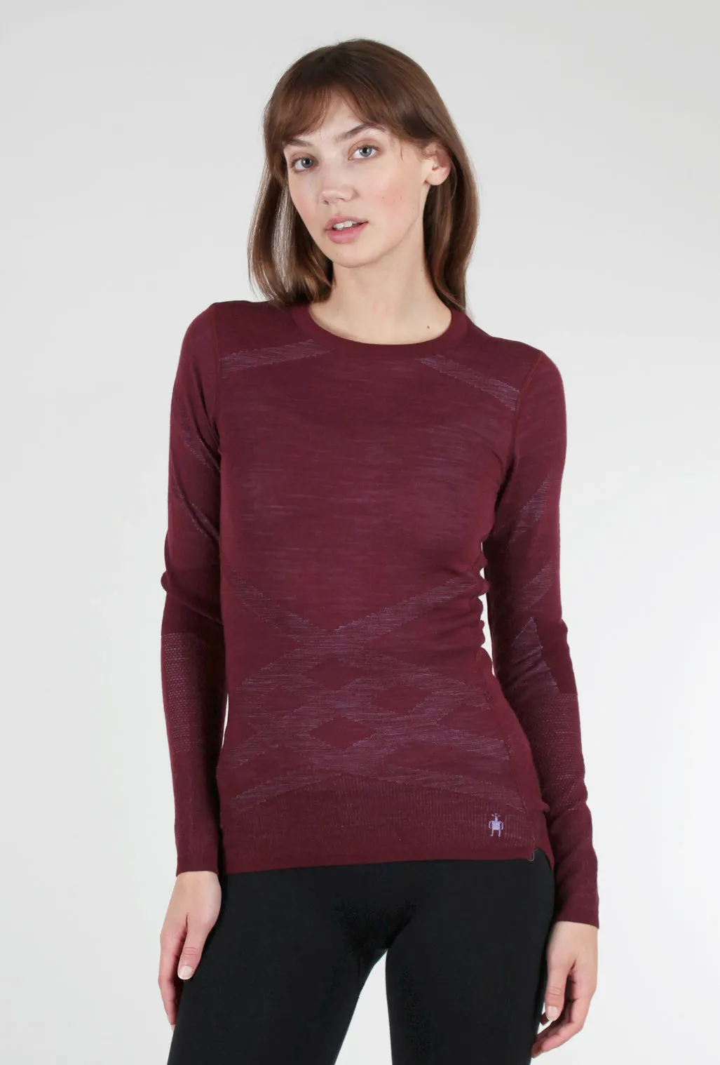 slouchy collar cashmere texture Intraknit Thermal Pattern Crew, Black Cherry/Violet