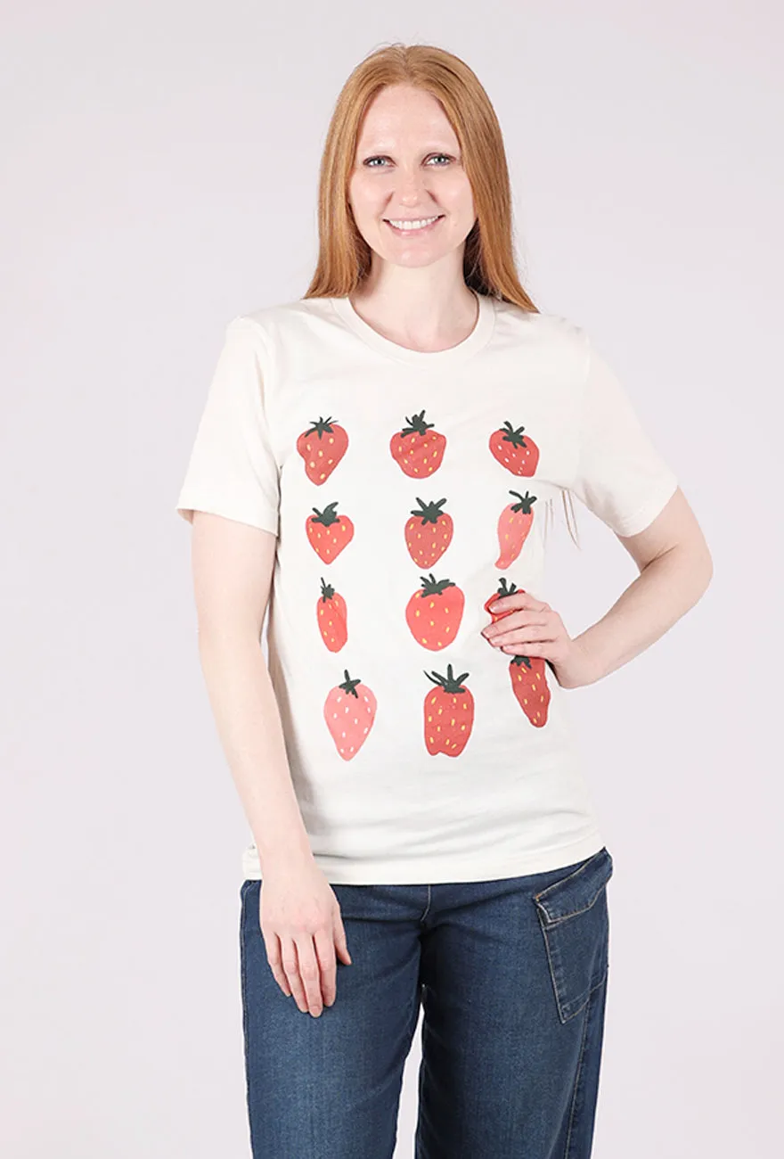 Autumn coziness Cotton Blend J S Strawberries Tee, White