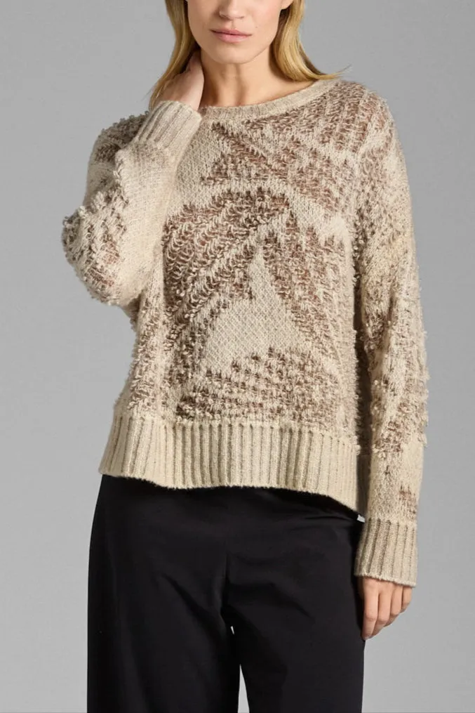 Jacquard Taupe Pullover Soft Fabric