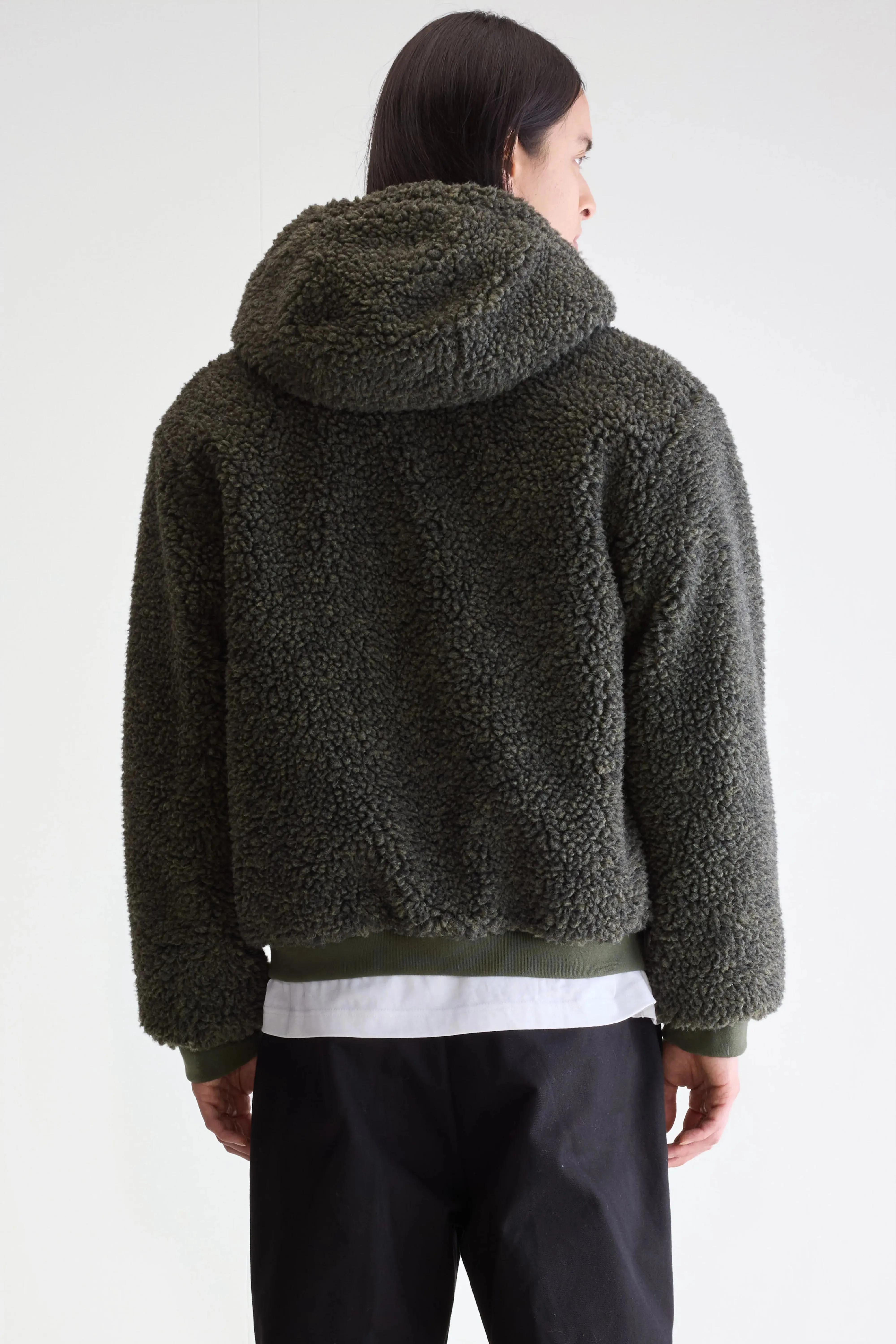 Jake zip-up teddy hoodie  (252 / M / DARK OLIVE) Modern Edge