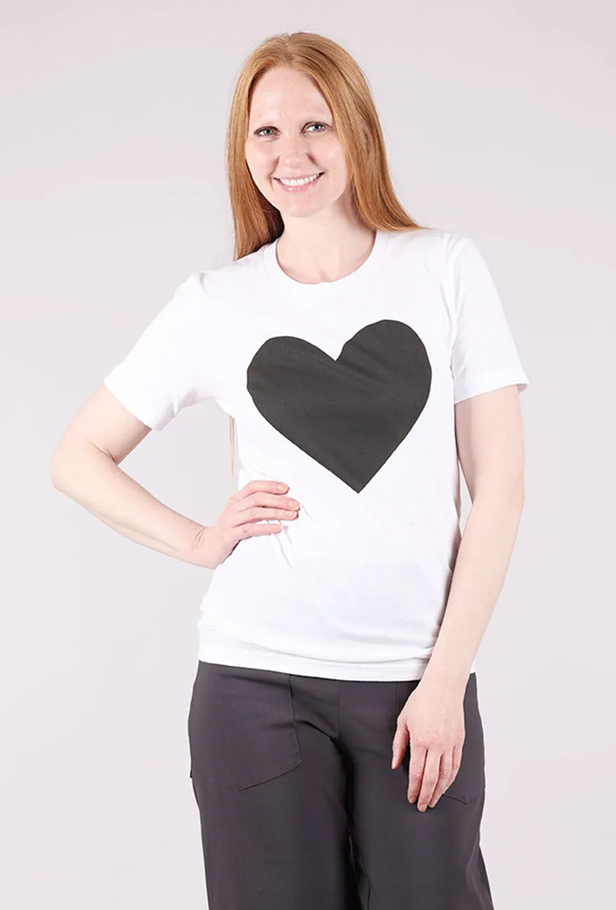 J&S Heart Tee, White/Gray workout wear
