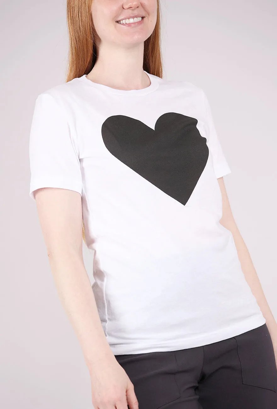 J&S Heart Tee, White/Gray workout wear