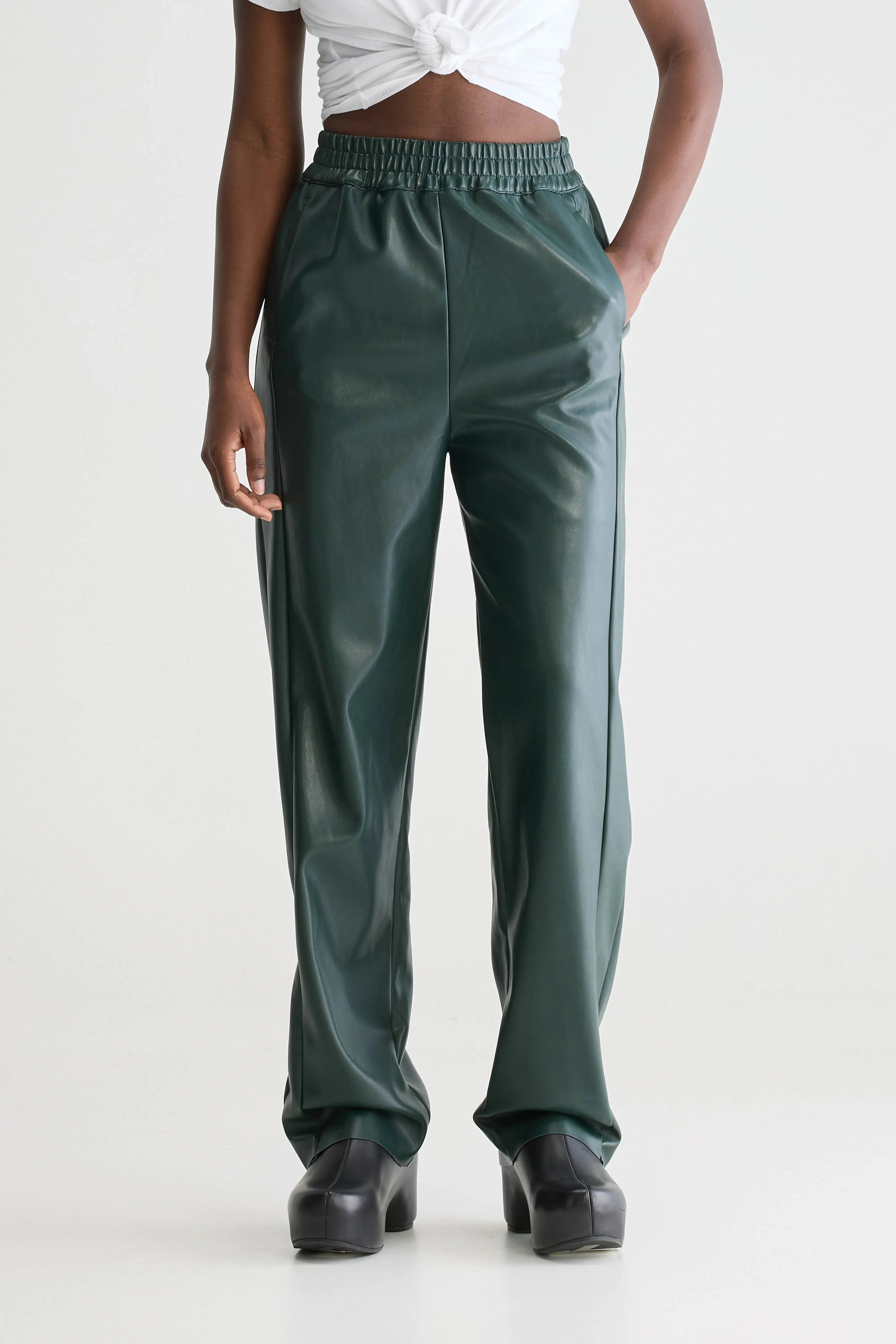 Janda faux leather trousers (251 / W / HUNTER) Perfect Cut