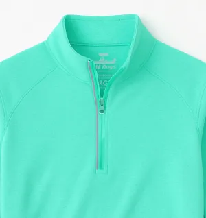 Skiff Dogs: Ocean Flex Quarter Zip - Fairway Green Outdoor cold-weather sweater Light wool sweater