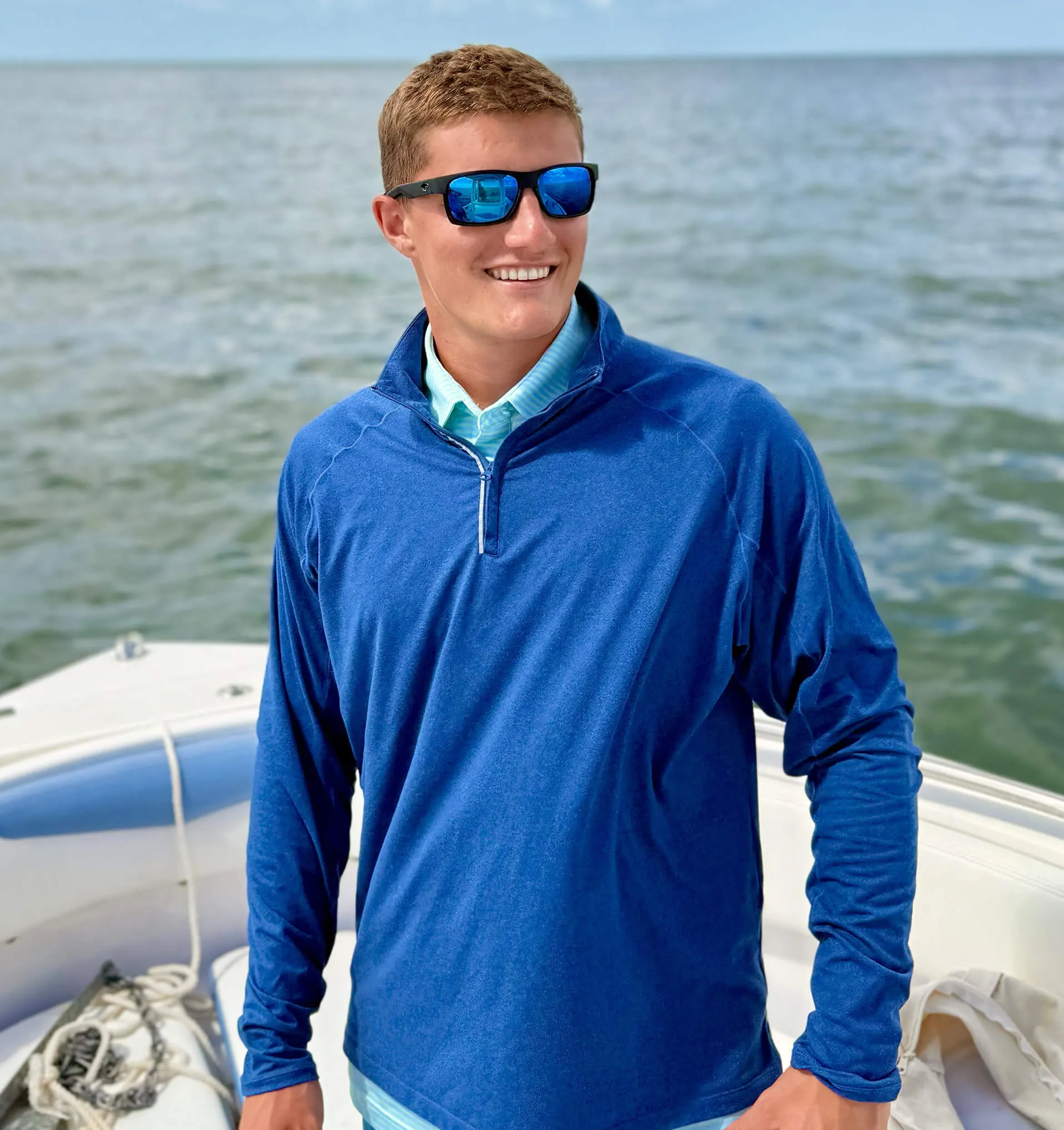 Japanese Fresh Skiff Dogs: Ocean Flex Quarter Zip - Fairway Green