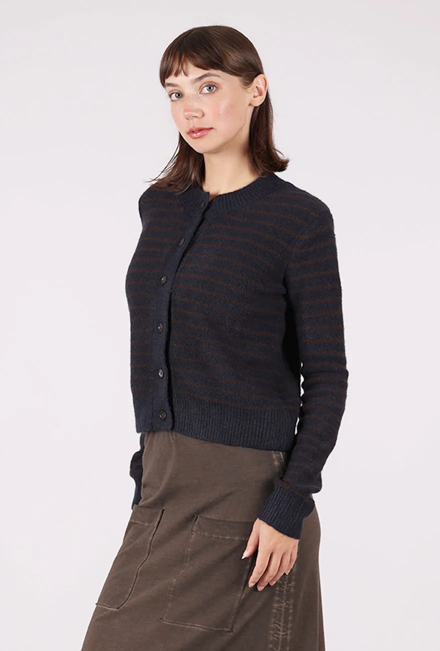 Japanese Fresh Striped Button Cardie, Midnight