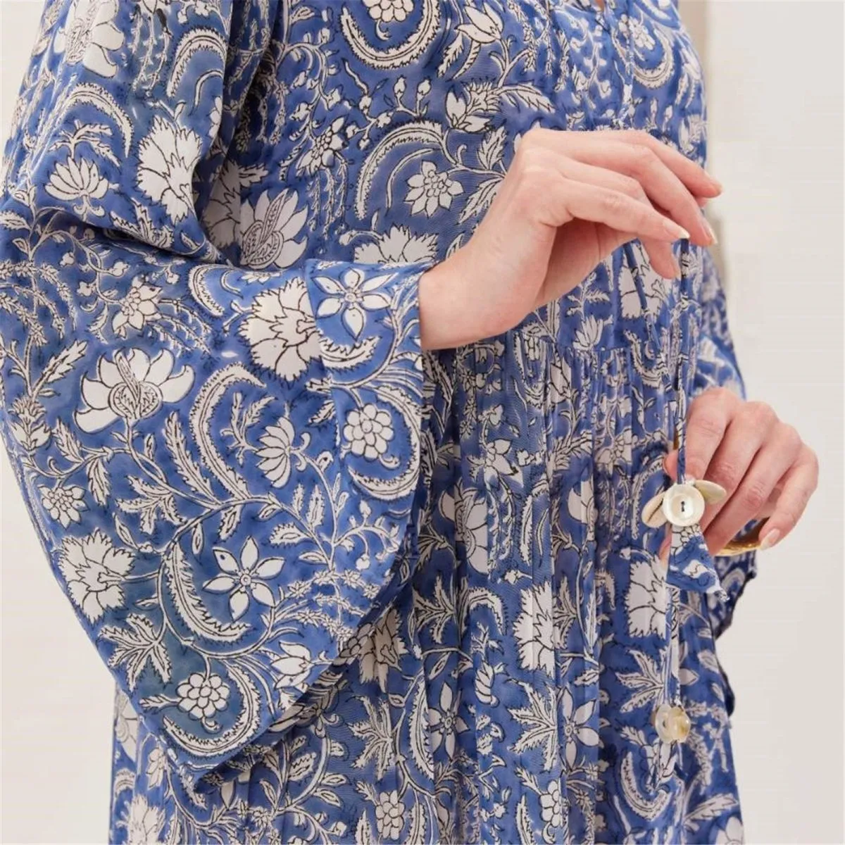 Jasmine Blue Floral Tiered Dress Spandex Ensemble