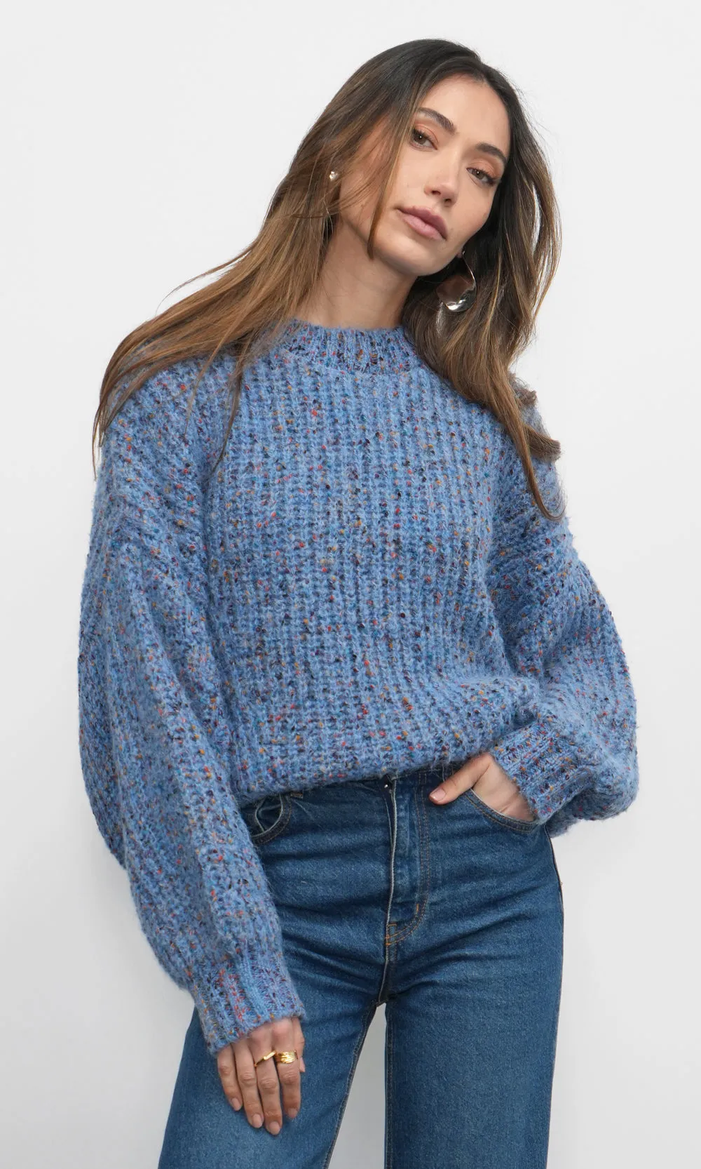 Jasper Slouchy Speckled Crew NeckSweater G257WT6094