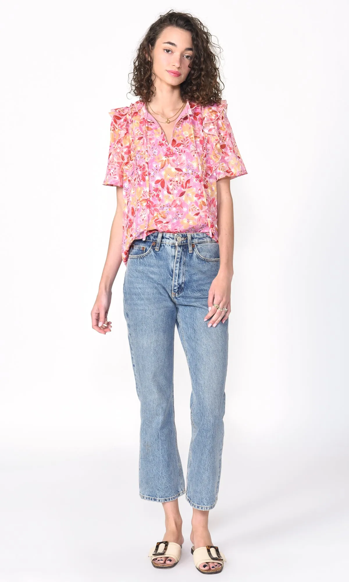 Jeany Ruffled Burnout Chiffon Blouse Spring Essentials
