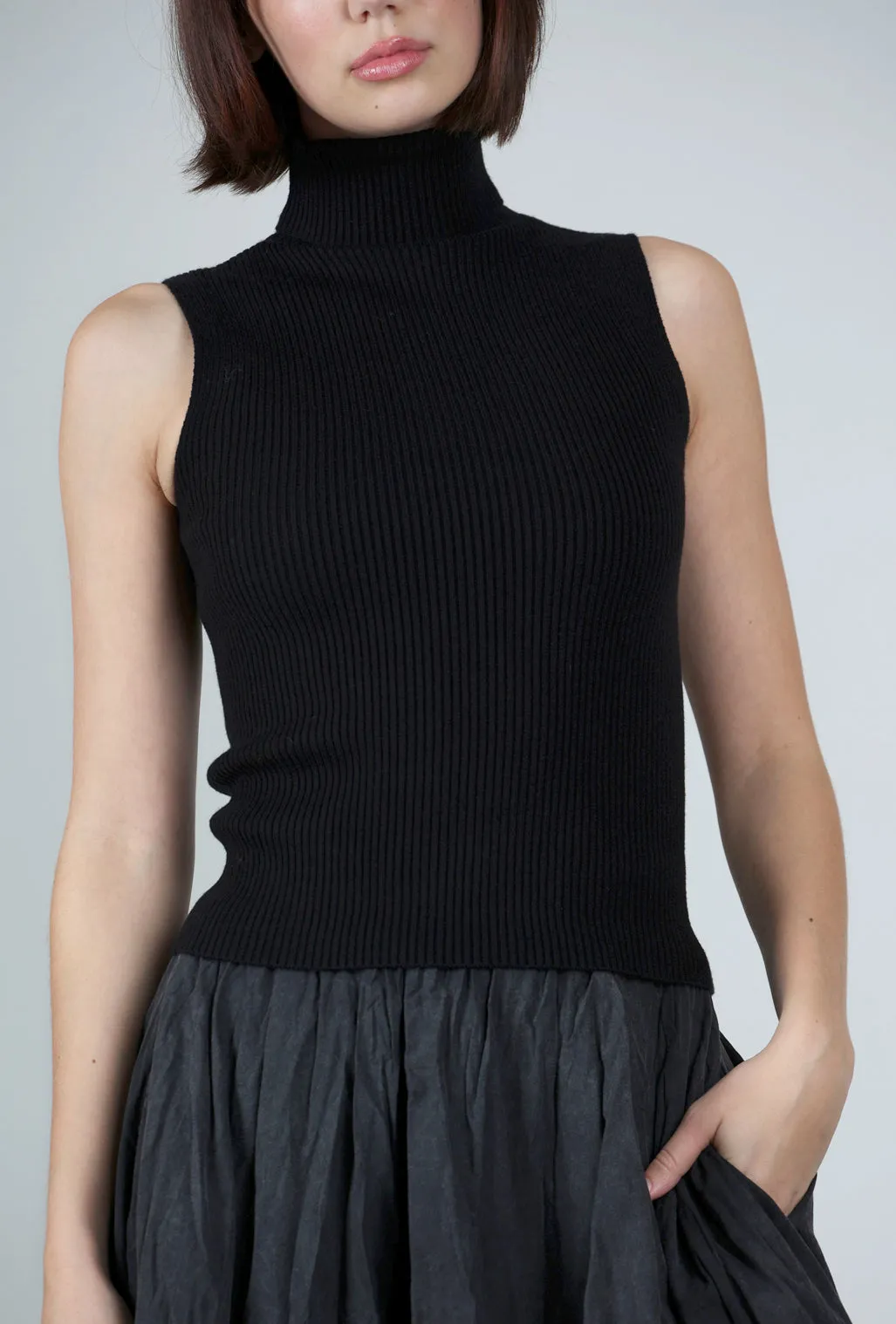 Jennifer S/L Ribbed Mockneck, Black Chic Comfort