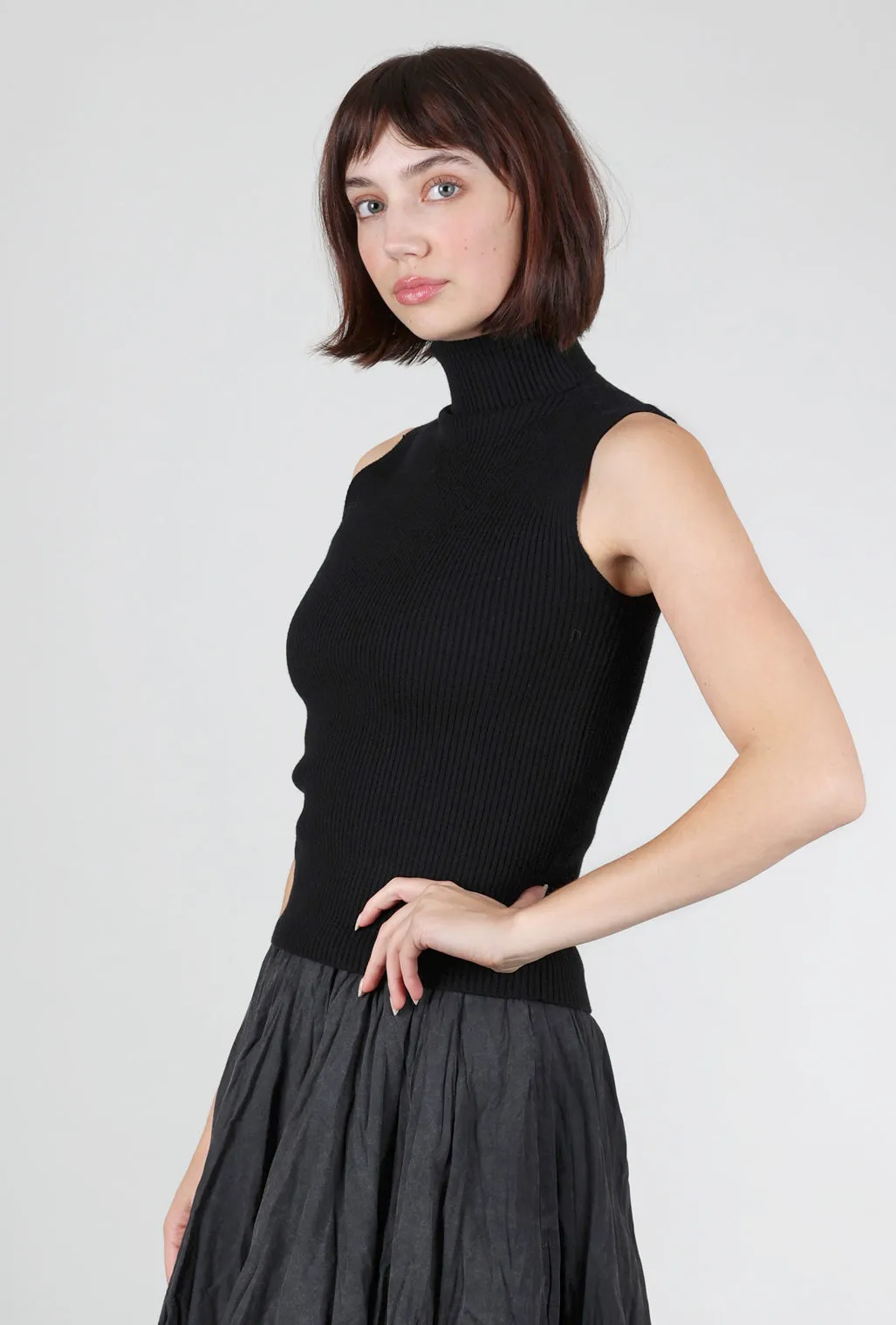 Jennifer S/L Ribbed Mockneck, Black Chic Comfort