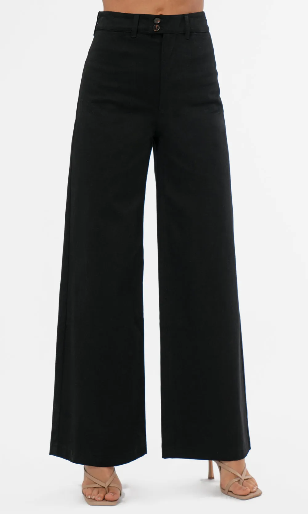Jennsen Cotton Canvas Wide Leg Pants Classic Style