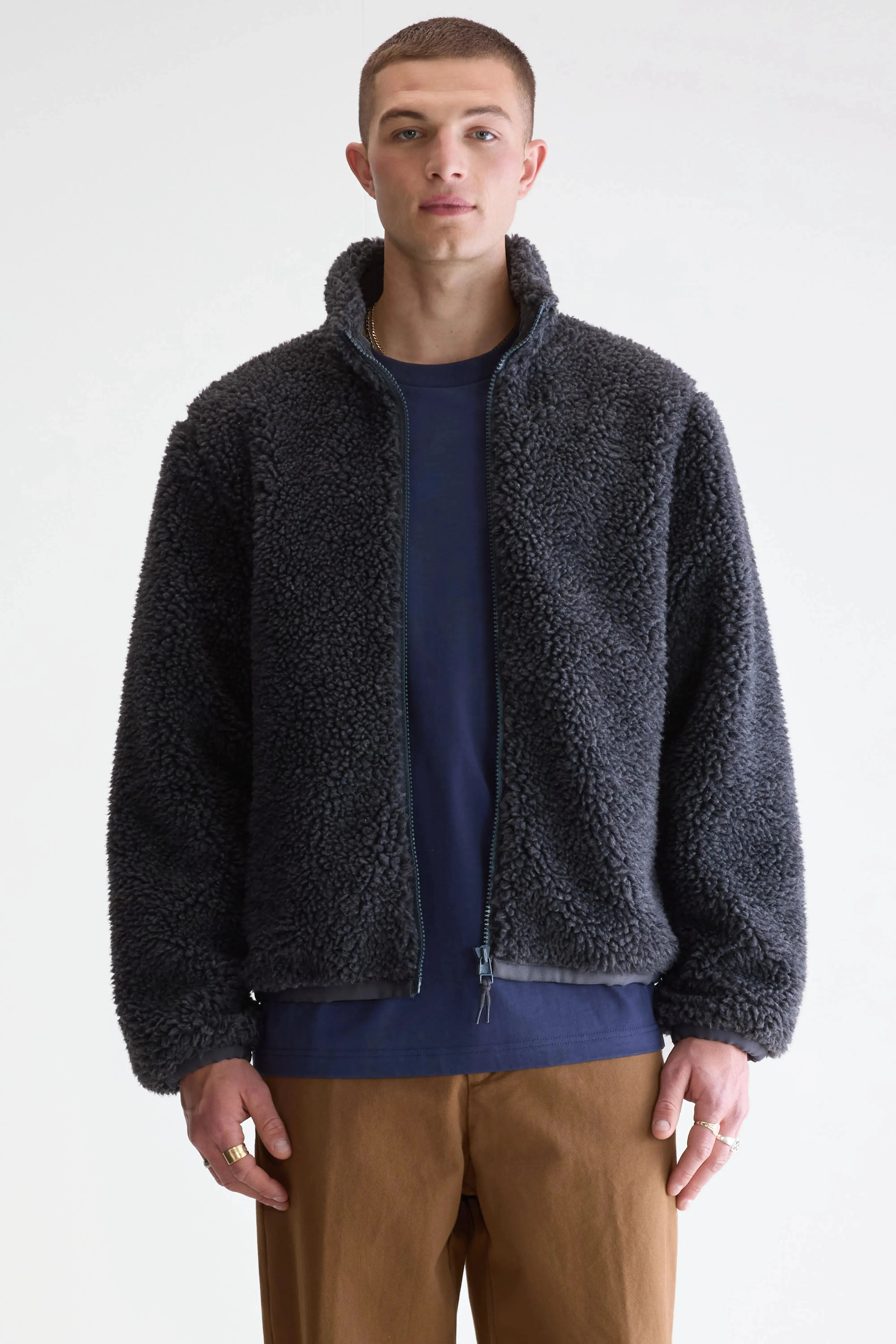 Jeremy zip-up teddy sweatshirt (252 / M / CHARCOAL) Relaxed Fits