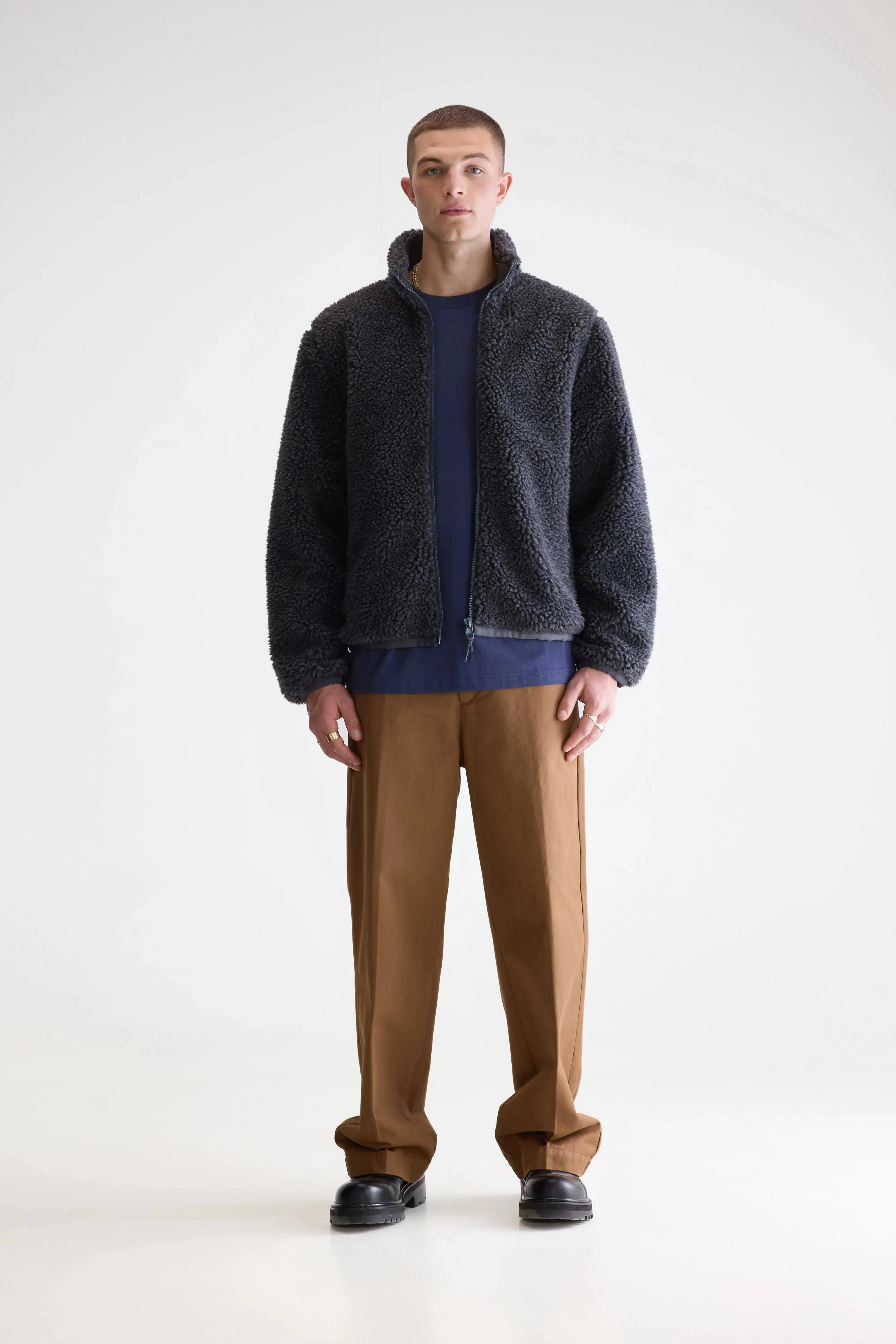 Jeremy zip-up teddy sweatshirt (252 / M / CHARCOAL) Relaxed Fits