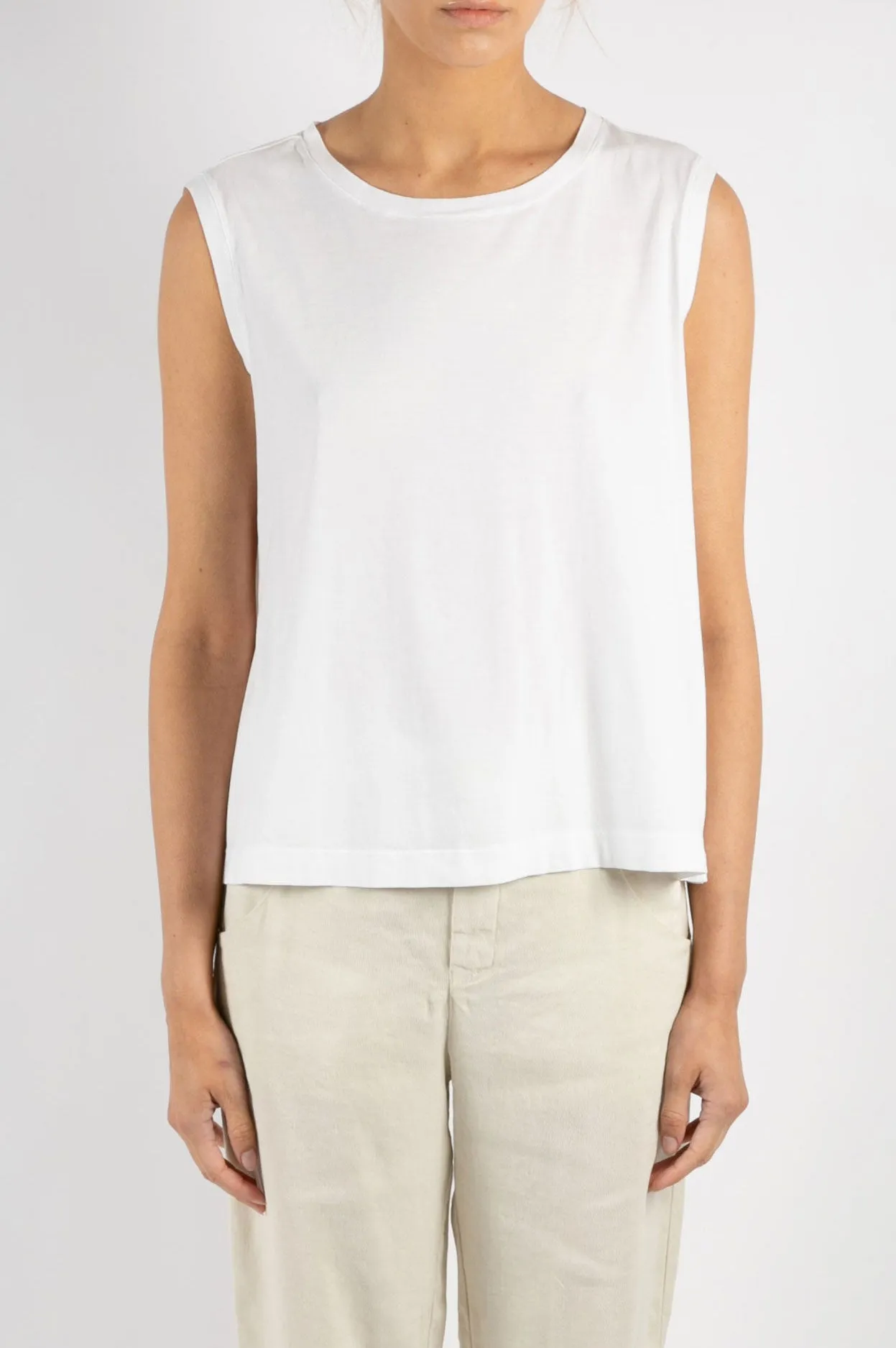 Jersey White Tank Home Layer Daily Warmth