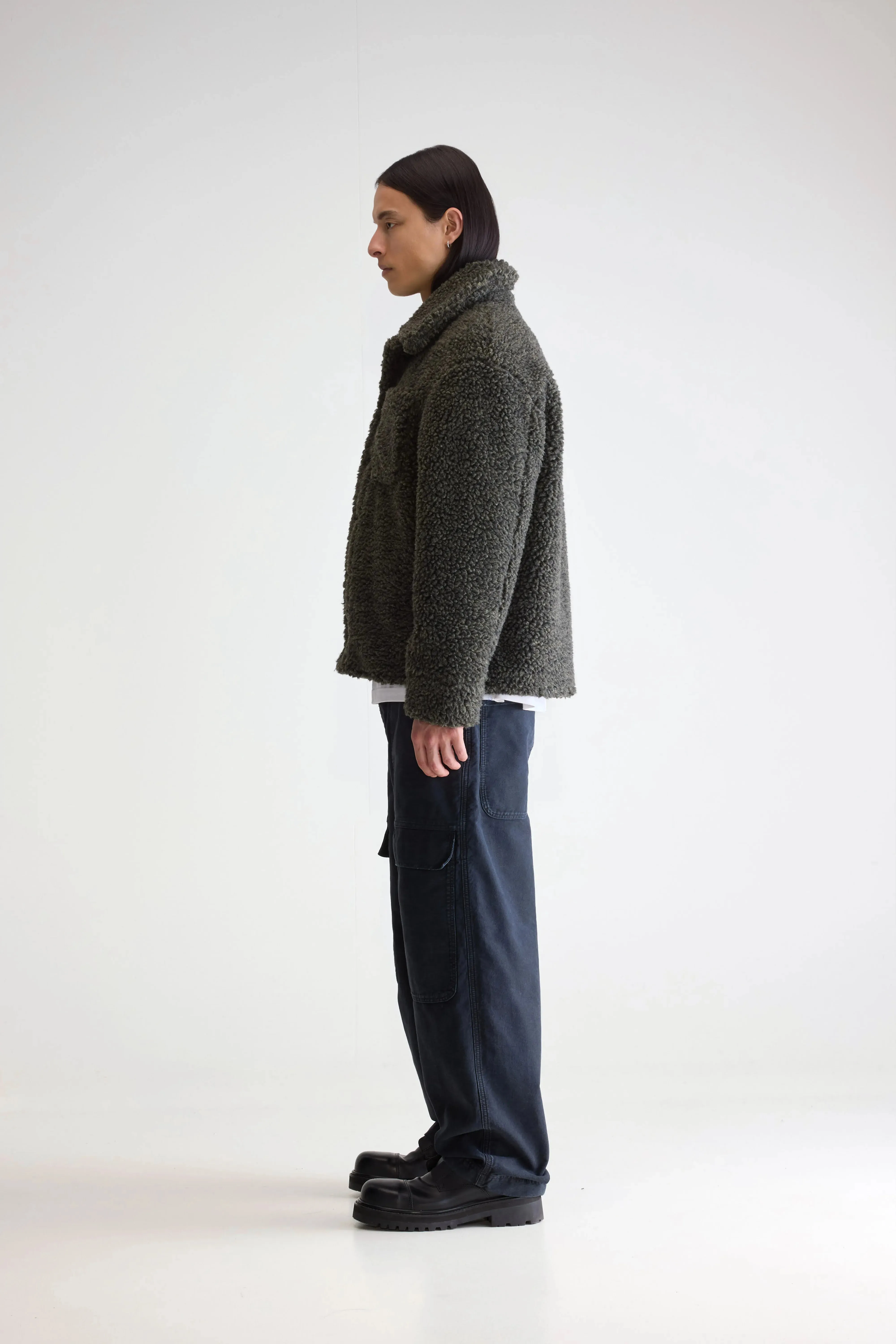 Jezzo teddy jacket (252 / M / DARK OLIVE) Velcro Closure